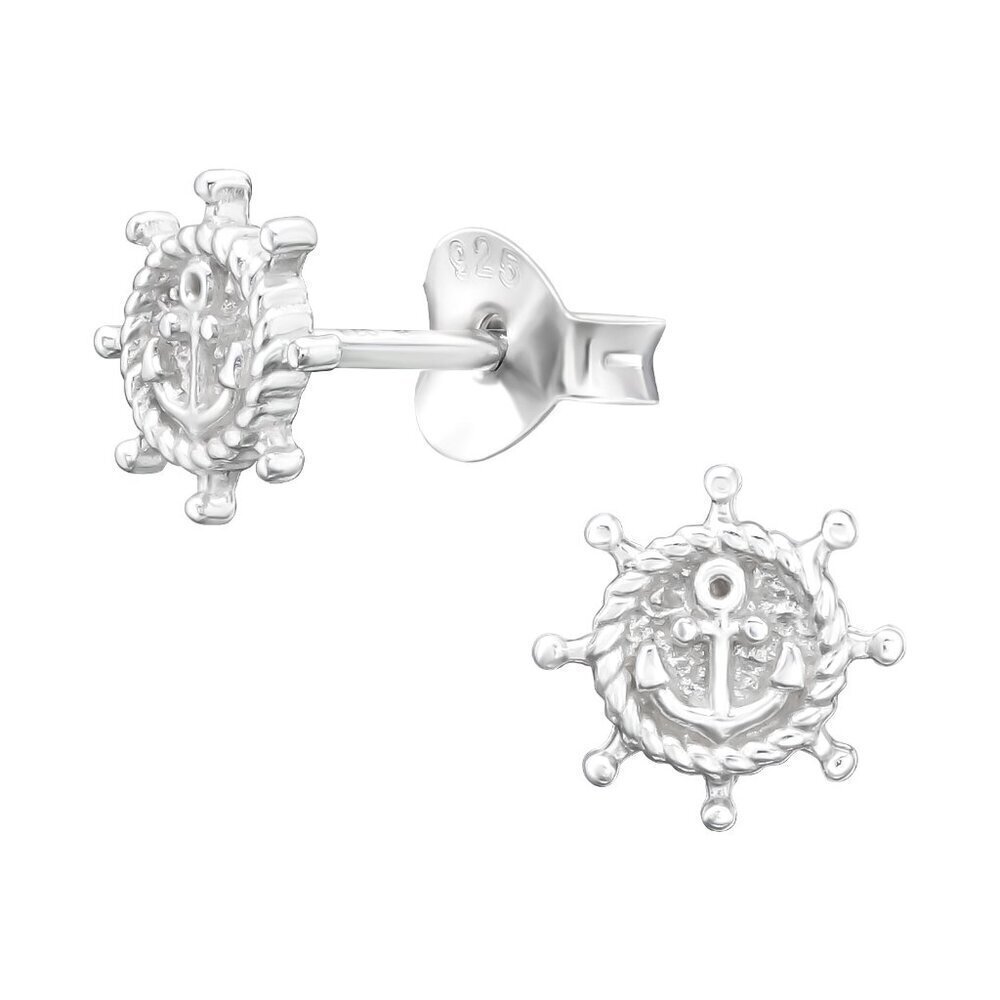 Sterling Silver Anchor Stud Earrings 7mm | Nautical